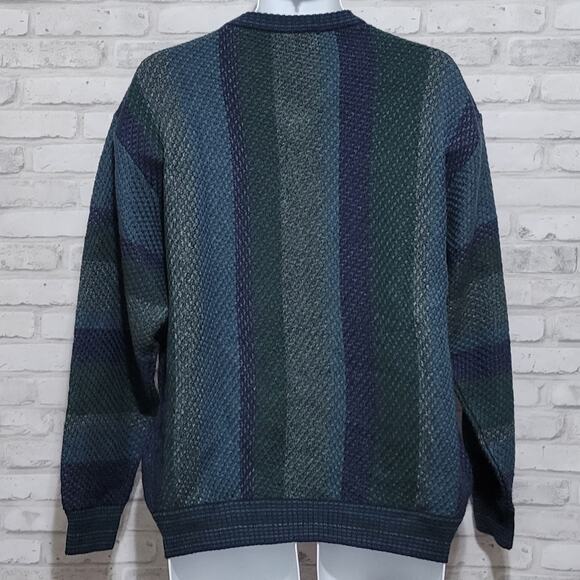 Vtg Norm Thompson Striped Mens Made in Italy Merino Wool Sweater Pullover - Picture 3 of 4